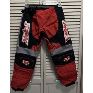 Fox Racing Boys Motocross Pants Padded Logo Size 10/26 Moto Red/Black Waterproof